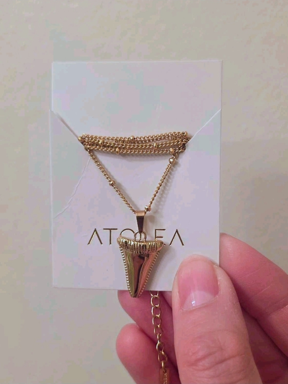 Gold Shark Tooth Pendant Necklace - Women Jewelry